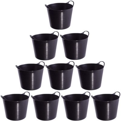 10 Black Tub Bucket Trug - 14 Litre - Red Gorilla SP14GBK