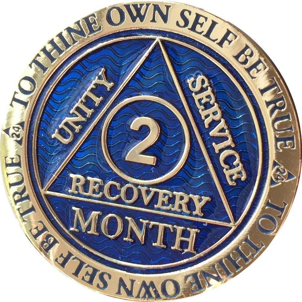 2 Month AA Medallion Reflex Blue Gold Plated 60 Day Chip