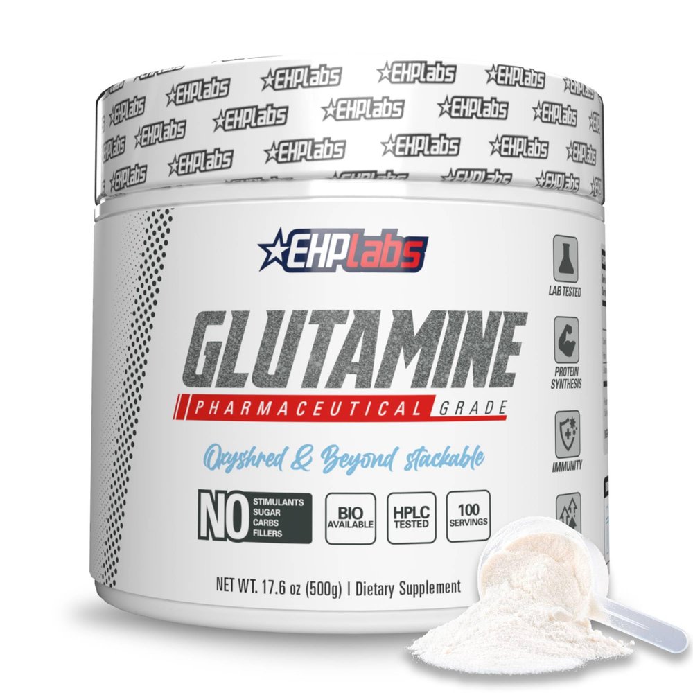 EHPlabs Glutamine Recovery Amino Acids (500g) Improves Protein Metabolism, Improves Focus & Concentration - 100 Servings