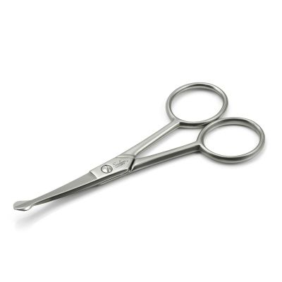 Sandbros Facial Hair Scissors Eyebrow Trimmer Grooming Scissors for Eyebrow Shaping Ear Nose Nostril Hair and Mustache Trimming for Men and Women Stainless Steel Probe Curved 4.5 Inch