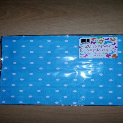 100 Paper Napkins Blue Bello 2 Ply 33cmx33cm