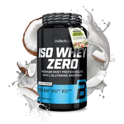 BioTechUSA Iso Whey Zero | Premium Whey Protein Isolate | Grass-Fed | Enzyme-Free | Sugar- and Gluten-Free, 908 g, Coconut