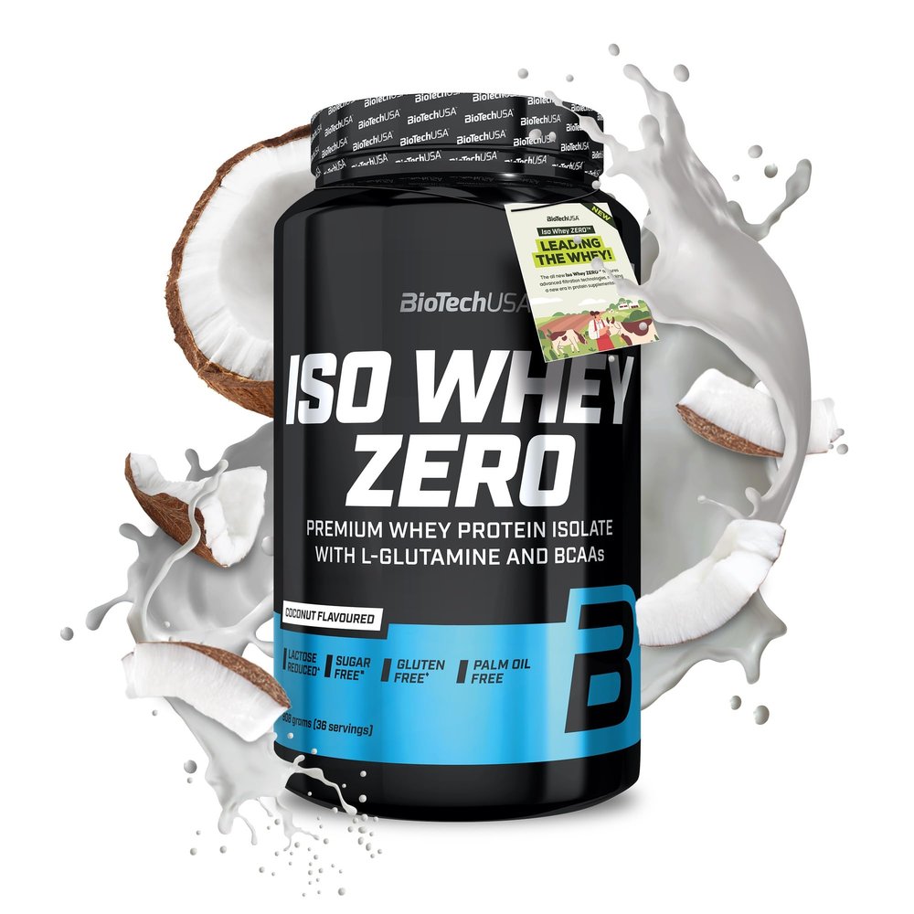 BioTechUSA Iso Whey Zero | Premium Whey Protein Isolate | Grass-Fed | Enzyme-Free | Sugar- and Gluten-Free, 908 g, Coconut