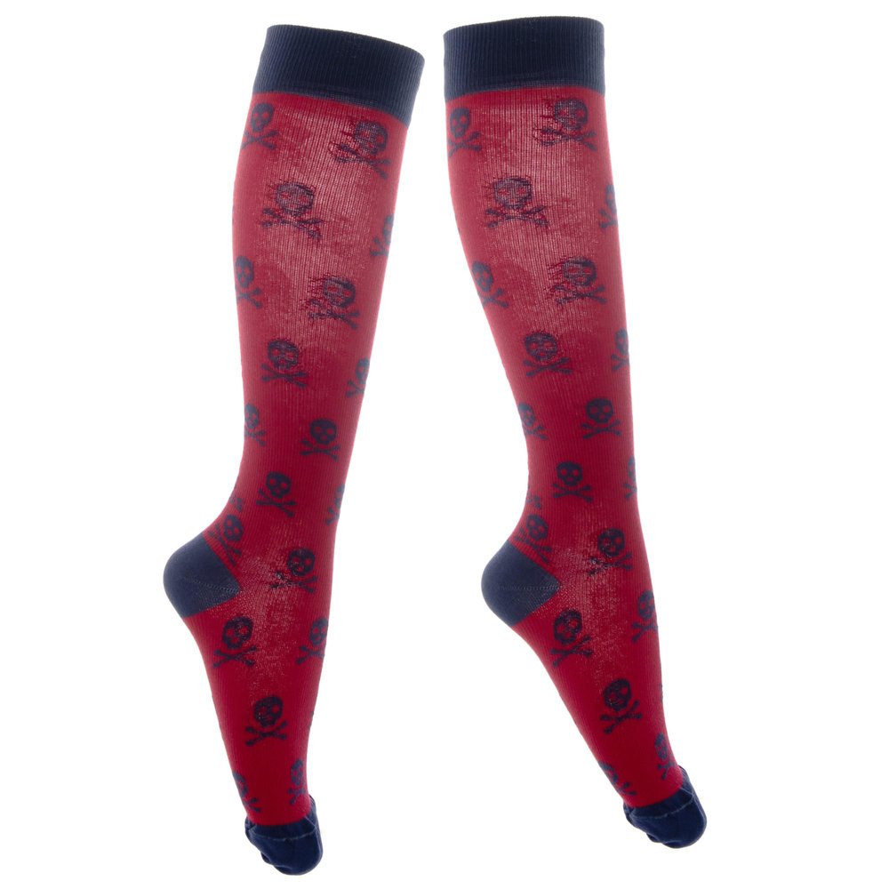 FitLegs - Life Compression Socks - 14-17mmHg for Work, Travel, & Pregnancy DVT Prevention - Unisex, Small, Red/Blue