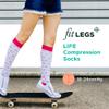FitLegs - Life Compression Socks - 14-17mmHg for Work, Travel, & Pregnancy DVT Prevention - Unisex, Small, Red/Blue view 3