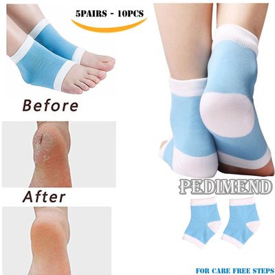 10PCS of Heel Socks for Dry Hard Cracked Skin by PEDIMEND - Moisturizing Socks - Reduce Pressure and Friction - Plantar Fasciitis Relief Foot Sleeve - Unisex- Foot Care