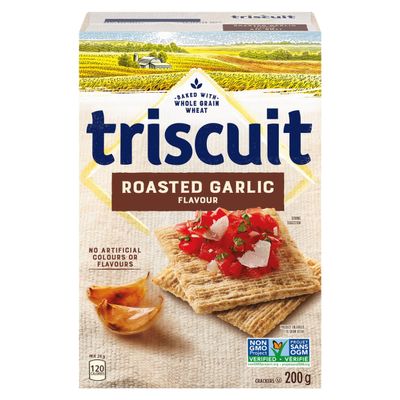 Christie TRISCUIT Roasted Garlic Crackers, 200g/7.1 oz., (Imported from Canada)