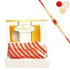 Ghasitaram Gifts Rakhis for Brother Rakhi Sweets - Irish kaju Katli 200 GMS with Rudraksh Rakhi view 1