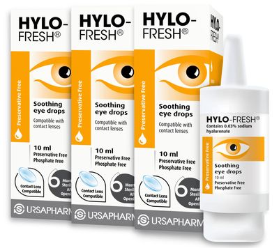 HYLO Fresh - Triple Pack  Preservative Free - Soothing, Lubricating Eyedrops for Irritated or Mild Dry Eye  3x10ml