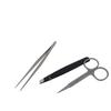 Honbay 3PCS Tweezers Set Point and Slant Stainless Steel Tweezers, Eyebrows Scissor, for Eyebrow and Nose Hair view 3