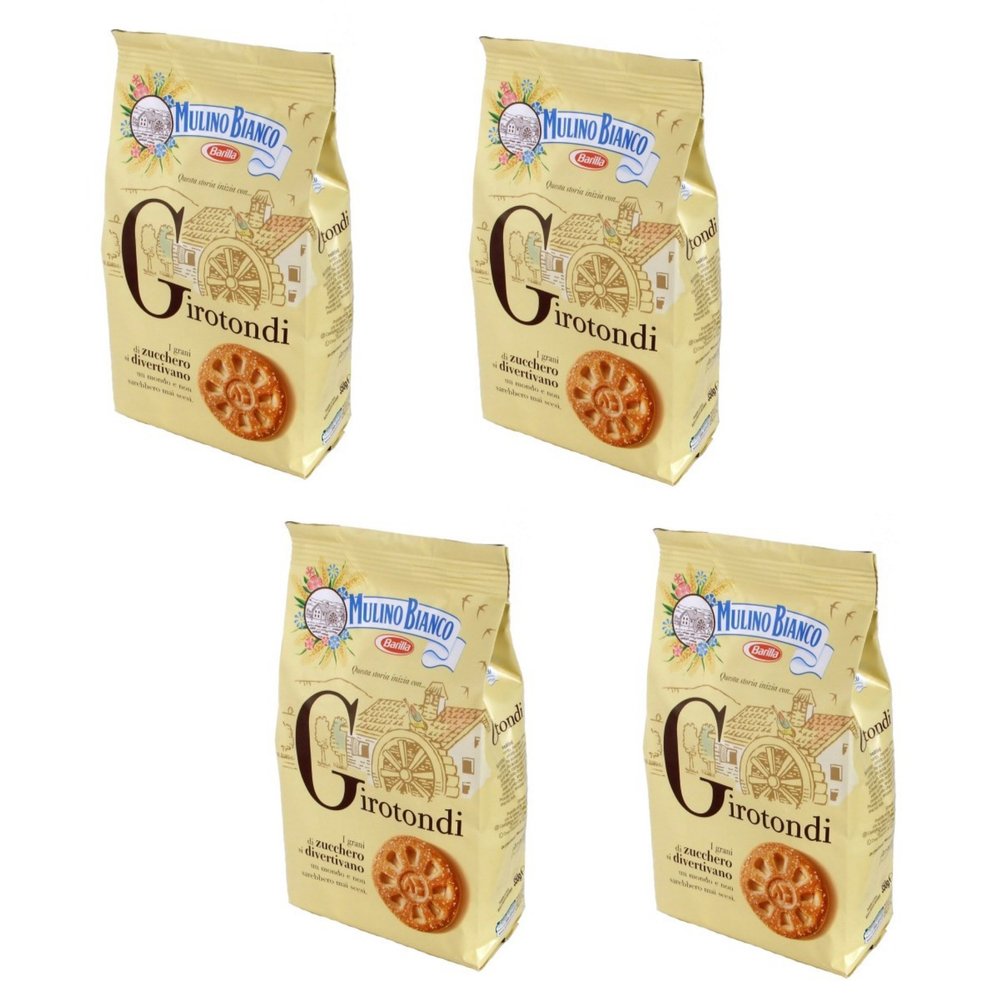 Mulino Bianco: "Girotondi" shortbread with grains of sugar cane - 12.3 Oz (350g) Pack of 4 [ Italian Import ]