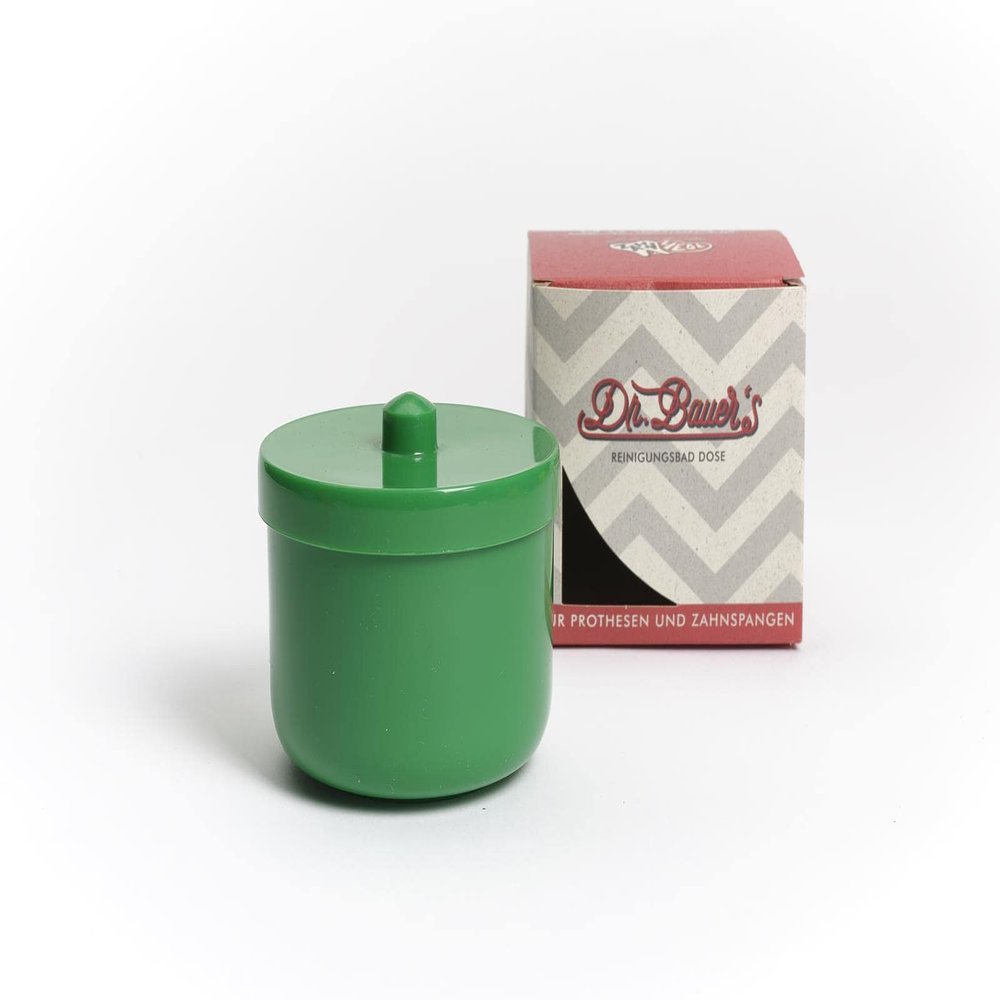 Dr. Bauer Cleaning Bath Tin with Rinse Insert Prosthesis Box Bit Box with Insert Braces Box (Green)