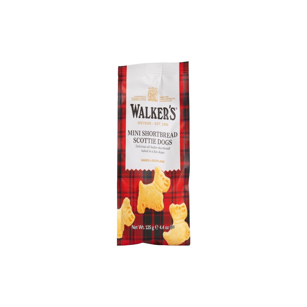 Walker's Shortbread Mini Scottie Dogs Bag  Traditional Scottish Butter Biscuits, 125g (Pack of 12)