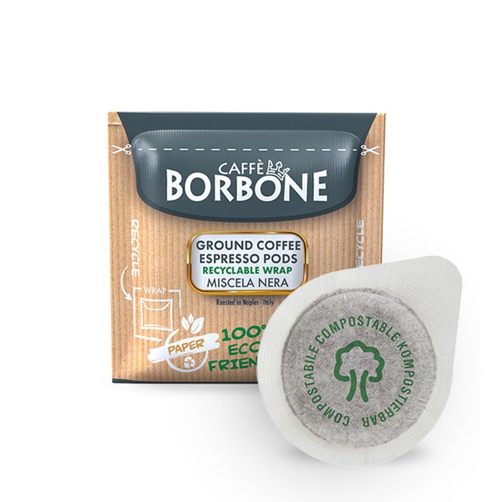 Caff Borbone Compostable Pod, Black Coffee Blend - 50 Pads - Compatible with ESE System Paper Pads 44 mm