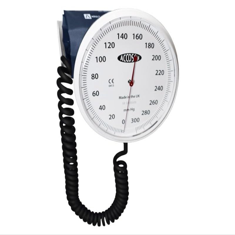 Accoson 6 inch Aneroid Sphygmomanometer Wall Model with Adult Cuff (0342)