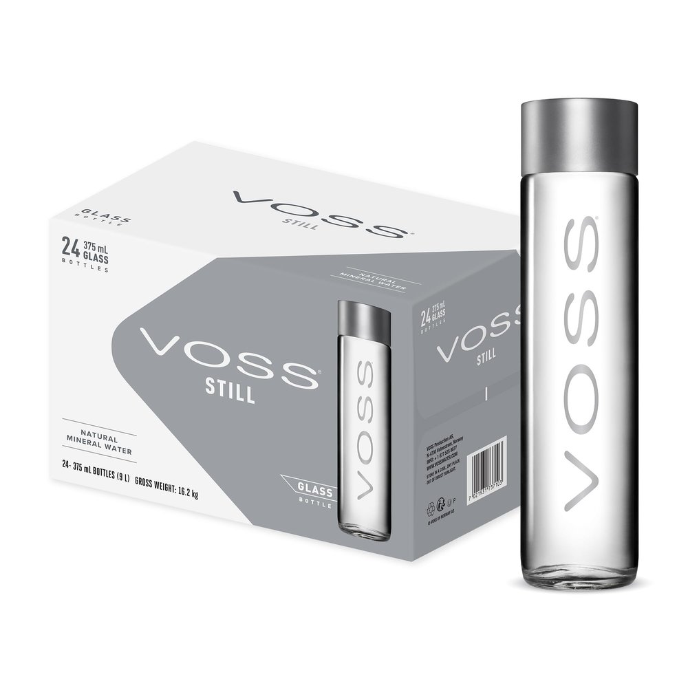VOSS Still Water, Pack of 24 x 375ml VOSS Original Glass Bottles, Natural Mineral Water
