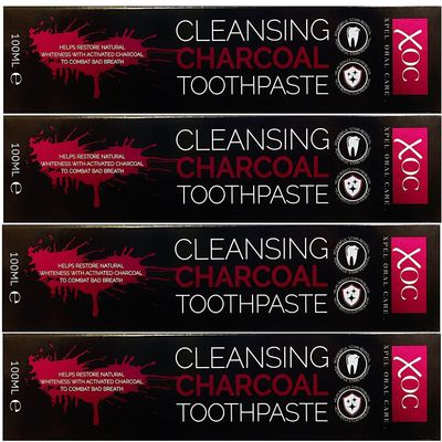 XOC Cleansing Charcoal Toothpaste (4 x 100ml) Whitening