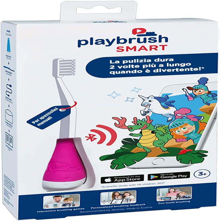 Playbrush Set - Kids Toothbrush Attachment That transforms Manual toothbrushes into Mobile Game Controllers via Bluetooth, Encouraging Kids to Brush in a Fun Way, Pink, 1 Unit