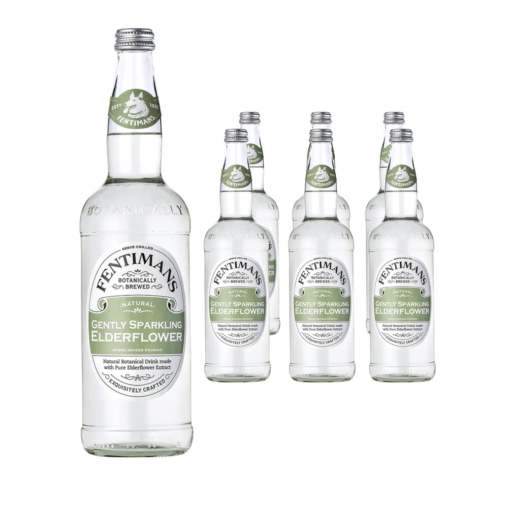 Fentimans Gently Sparkling Elderflower - Botanically Brewed Drink - Exquisitely Crafted & Refreshing Soft Drinks - Gluten-Free and Vegan Friendly Soft Drinks - 6 x 750 ml Bottles