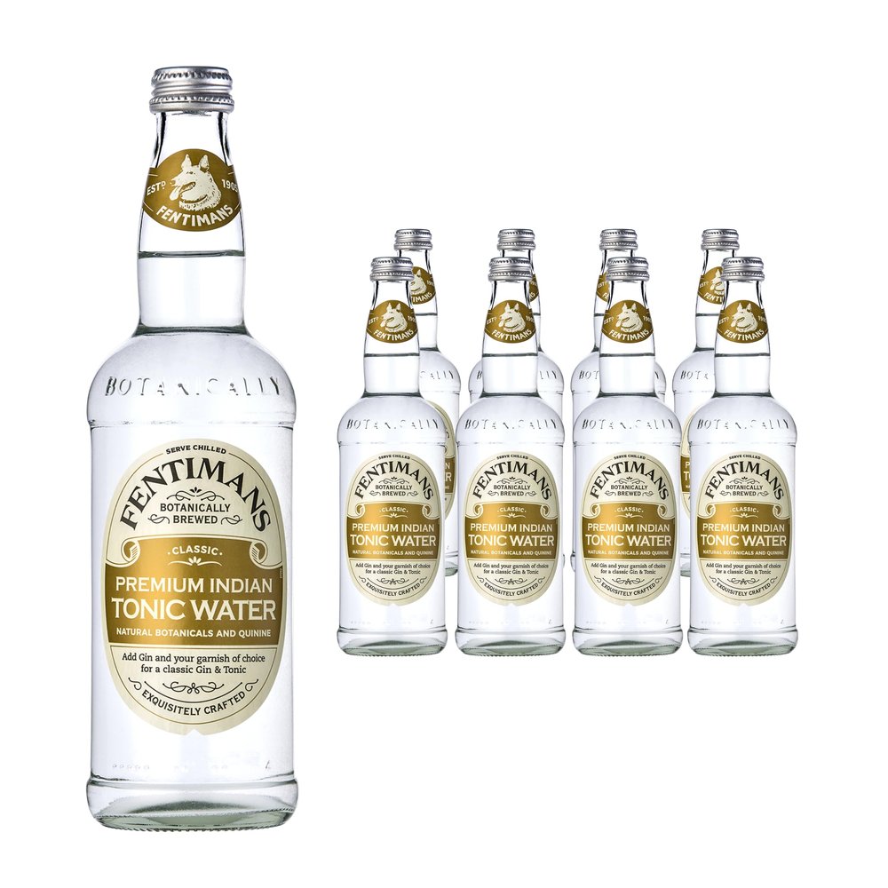 Fentimans Premium Indian Tonic Water - Botanically Brewed Water - Infused with Sicilian Lemon Oil and Lemongrass Extract - Low Calorie, Gluten Free and Vegan Friendly Soft Drinks - 8 x 500 ml