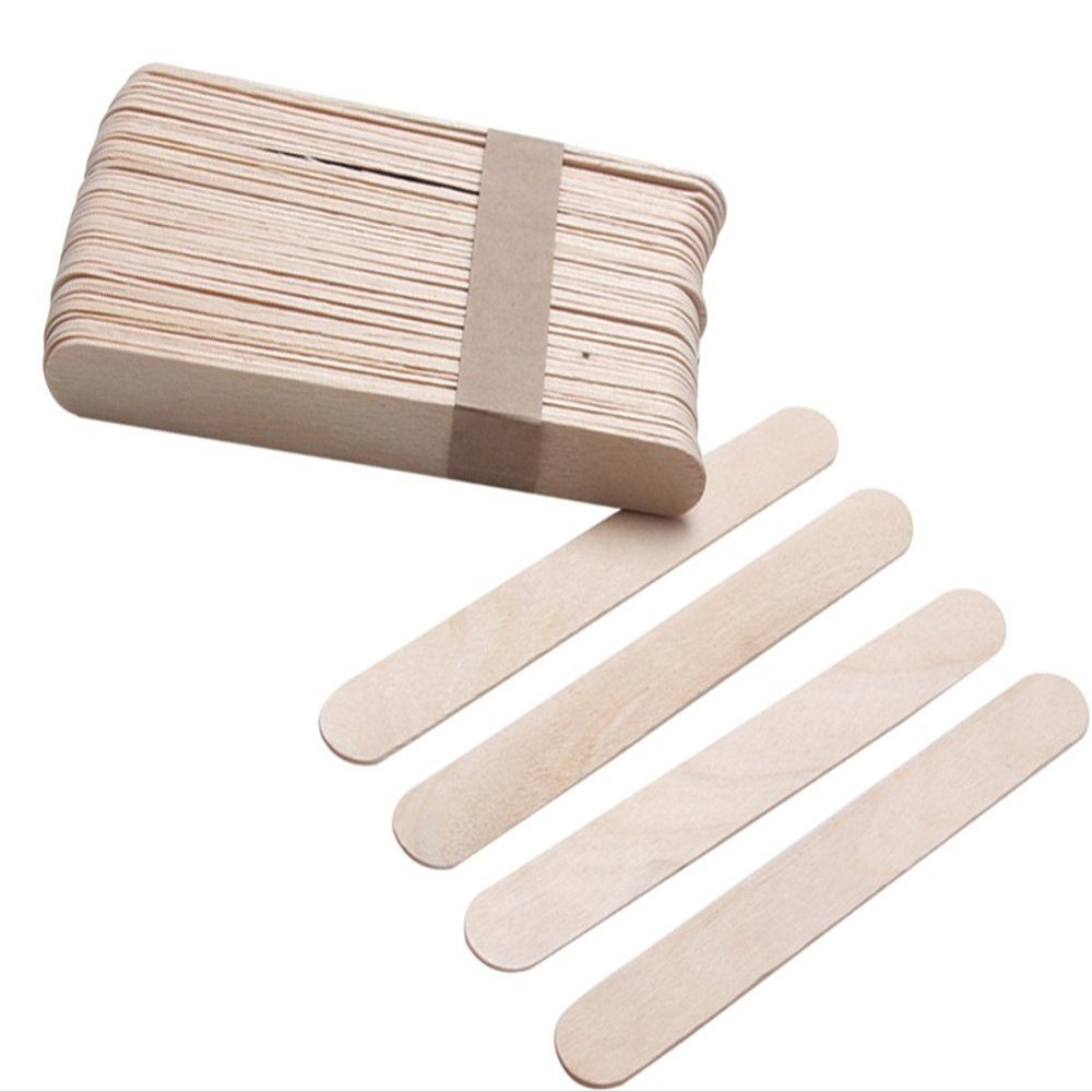 100PCS Large 5.9" Wood Wax Applicator Sticks Spatulas for Eyebrow Hair Removal Ice Cream and Mask Sticks Applicator