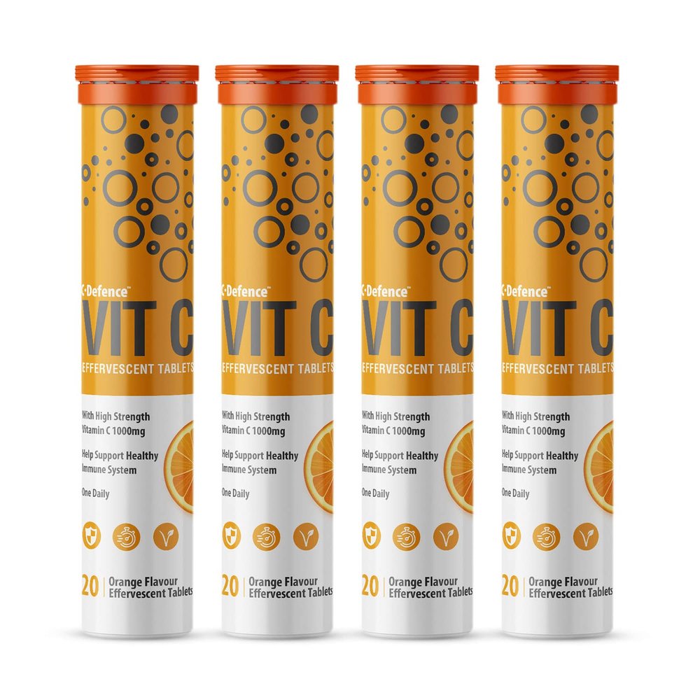 High Strength Drinkable Vitamin C 1000mg - VIT C Supplement - Contributes to The Maintenance of a Normal Immune System - Vitamin C Drink Orange Flavour (4 Tubes of 20 Tablets)
