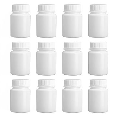 12PCS Plastic Round Pill Container Bottles-Medicine Tablet Capsule Storage Holder Pill Dispenser Bait Holder Organizer(White) (150ml)