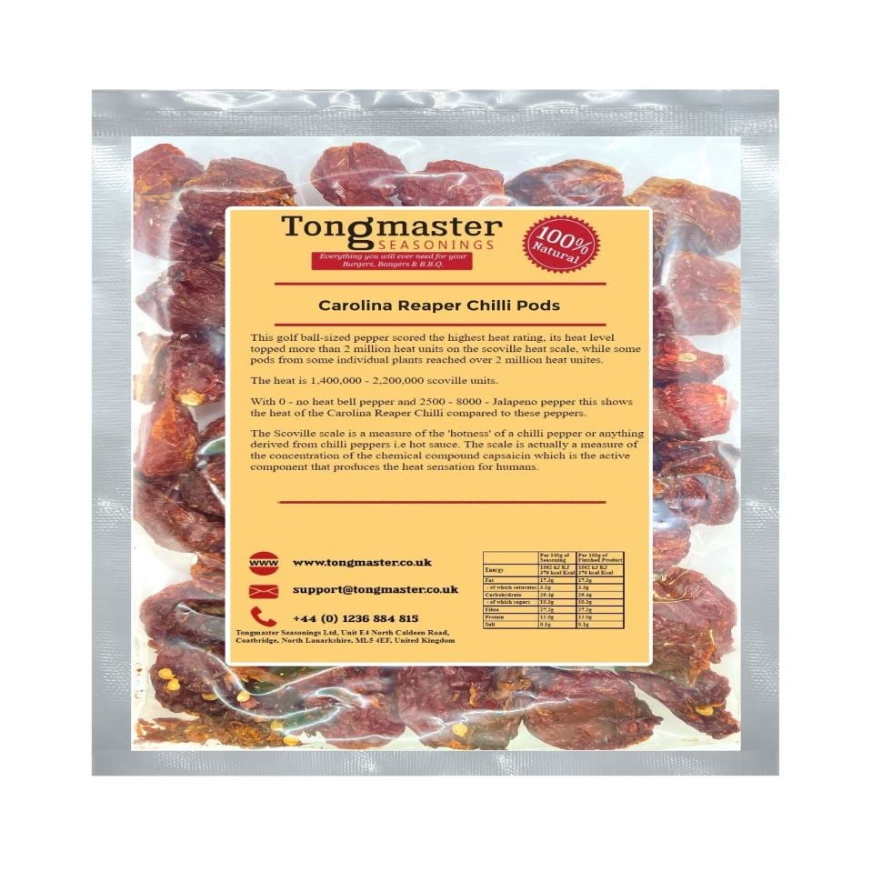 Carolina Reaper Dried Chilli Pods - Worlds Hottest Chilli Pepper - 100g