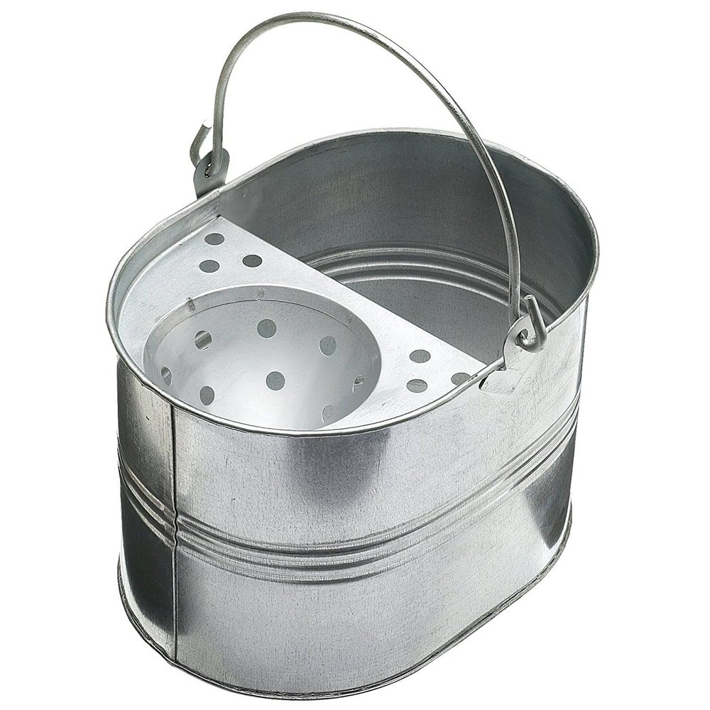 15L 15 Litres Large Galvanised Metal Steel Mop Bucket with Handle for Home Office General Cleaning