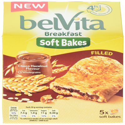 Belvita Soft Filled Chocolate Biscuits, 250 g, Pack of 6