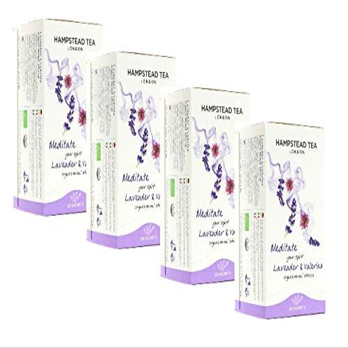 4 x 20 Sachets - Hampstead Tea London Lavender and Valerian Organic Herbal Infusion