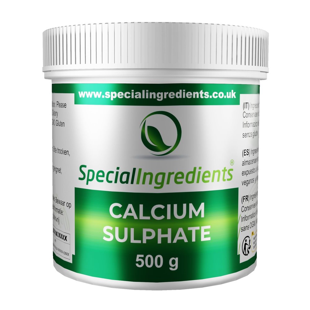 Calcium Sulphate Gypsum Powder 500g Premium Quality Suitable for Vegans & Vegetarians, Non-GMO, Gluten Free - Recyclable Container