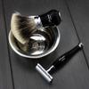 Ready to Use 4 Pcs Men's Shaving Set with Double Edge Safety Razor, Sliver Tip Badger Hair Brush, Stand and Steel Soap Bowl view 4