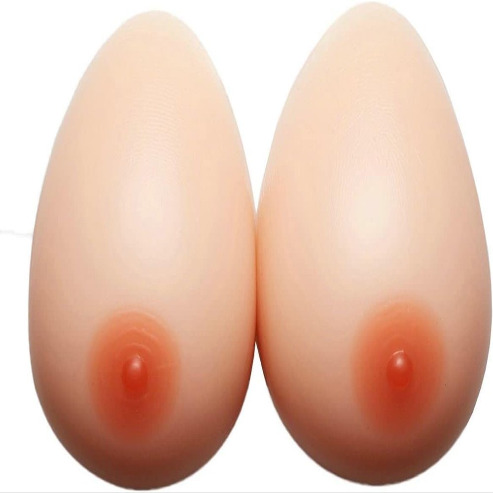 ZCOINS 1 Pair Mastectomy Postoperative Silicone Breast Forms Artificial Silicone False Breast For Woman, BeigeSkin Color, XS(36A,400g/pair)