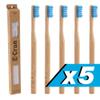 5 x E-Cron Bamboo Toothbrush (Blue) with Eco-friendly, 100% organic and biodegradable toothbrush handle. Your Natural Dental Care with The clean and warm touch of The bamboo. view 1