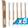 5 x E-Cron Bamboo Toothbrush (White) with Eco-friendly, 100% organic and biodegradable toothbrush handle. Your Natural Dental Care with The clean and warm touch of The bamboo. view 1