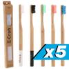 5 x E-Cron Bamboo Toothbrush (Mixed Colors) with Eco-friendly, 100% organic and biodegradable toothbrush handle. Your Natural Dental Care with The clean and warm touch of The bamboo. view 1