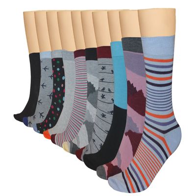 3KB Men's Dress Socks (10 Pairs Per Pack) - Variety of Patterns and Sizes, Power Collection, 7-11