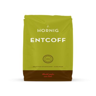 J. Hornig Whole Coffee Beans, Entcoff, Gently Decaffeinated, Mild Arabica and Robusta Decaf Blend, Ideal for Filter Preparation, 500g Pack