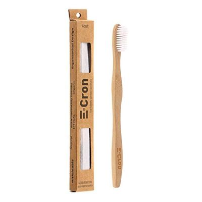 4 x E-Cron Bamboo Toothbrush (Black) with Eco-friendly, 100% organic and biodegradable toothbrush handle. Your Natural Dental Care with The clean and warm touch of The bamboo.