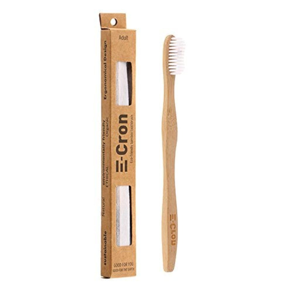 4 x E-Cron Bamboo Toothbrush (Black) with Eco-friendly, 100% organic and biodegradable toothbrush handle. Your Natural Dental Care with The clean and warm touch of The bamboo.