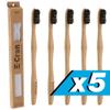 5 x E-Cron Bamboo Toothbrush (Black) with Eco-friendly, 100% organic and biodegradable toothbrush handle. Your Natural Dental Care with The clean and warm touch of The bamboo. view 1