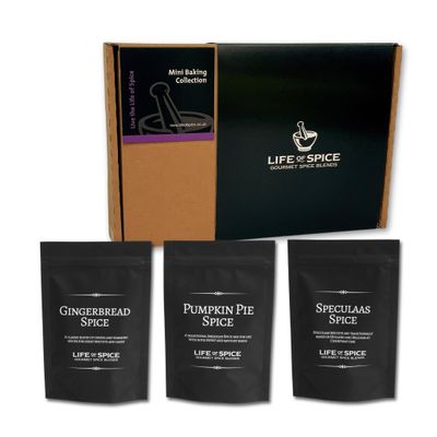Life of Spice Mini Baking Spice Collection | Pumpkin Pie, Speculaas, Gingerbread | 90g | 3 Recipe Cards | Superb for Cakes, Pies, Biscuits and Cookies| Great Gift idea for Christmas or Birthday