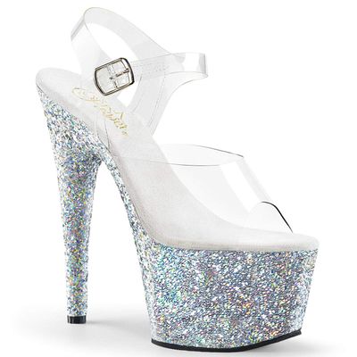Pleaser ADORE-708LG Clr/SLV Multi Glitter UK 5 (EU 38)