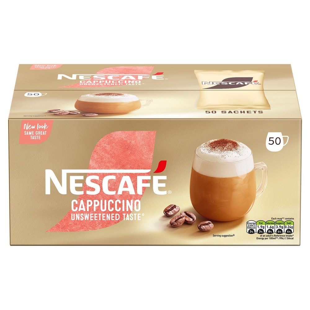 Nescafe Cappucino Instant Coffee Sachets One Cup [Pack 50)