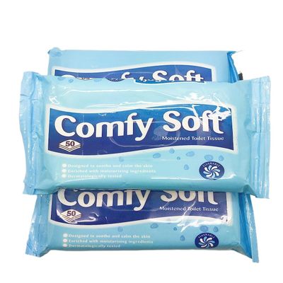 150 x Disposable Flushable Toilet Comfy Soft Tissue Wipes Wet Moist Gentle Clean (3 pack )