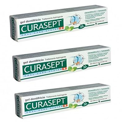 3 Curasept Toothpaste Gel Astringent Treatment Chlorhexidine 0.2 + Hamamelis
