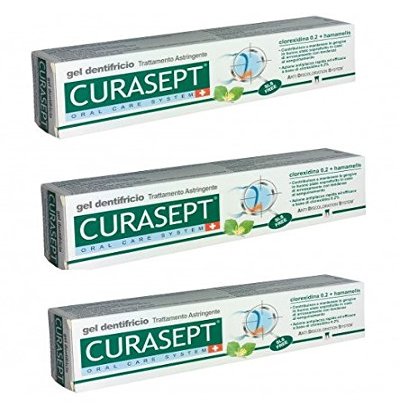 3 Curasept Toothpaste Gel Astringent Treatment Chlorhexidine 0.2 + Hamamelis