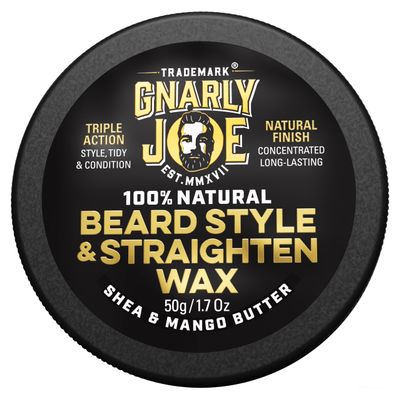 Gnarly Joe Beard Styling & Straightening Wax - 50g Beard Wax for Men Strong Hold - Natural Beard Styling Balm & Conditioner - Triple Action Beard Grooming Wax for Style, Tame & Moisture - Made in UK