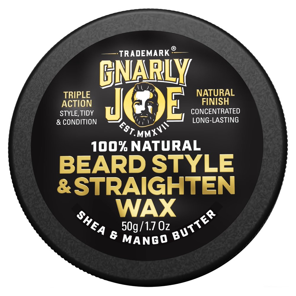 Gnarly Joe Beard Styling & Straightening Wax - 50g Beard Wax for Men Strong Hold - Natural Beard Styling Balm & Conditioner - Triple Action Beard Grooming Wax for Style, Tame & Moisture - Made in UK